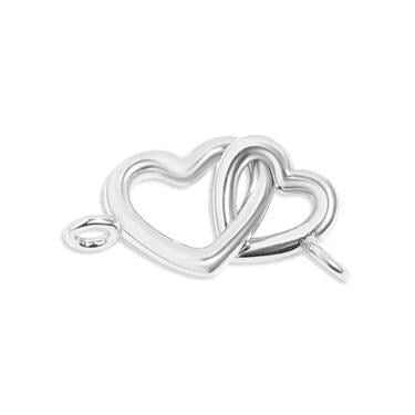 Sterling Silver Double Heart Horizontal Connector