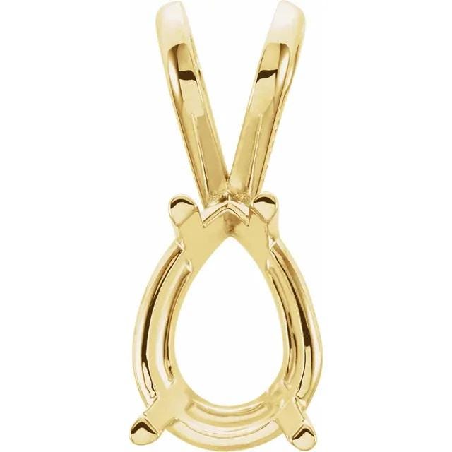 Pear 4-Prong Pendant Mounting in 14k Gold, choose your size