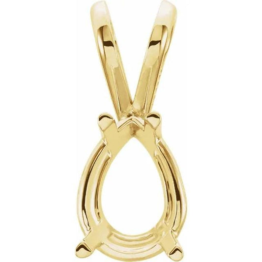 Pear 4-Prong Pendant Mounting in 14k Gold, choose your size