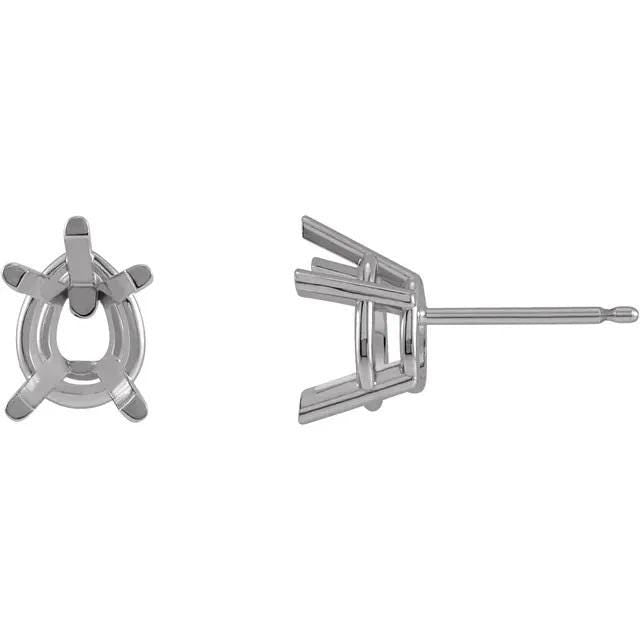 Pear 5-Prong Earring Mountings in Sterling Silver or 14k Gold, choose your size