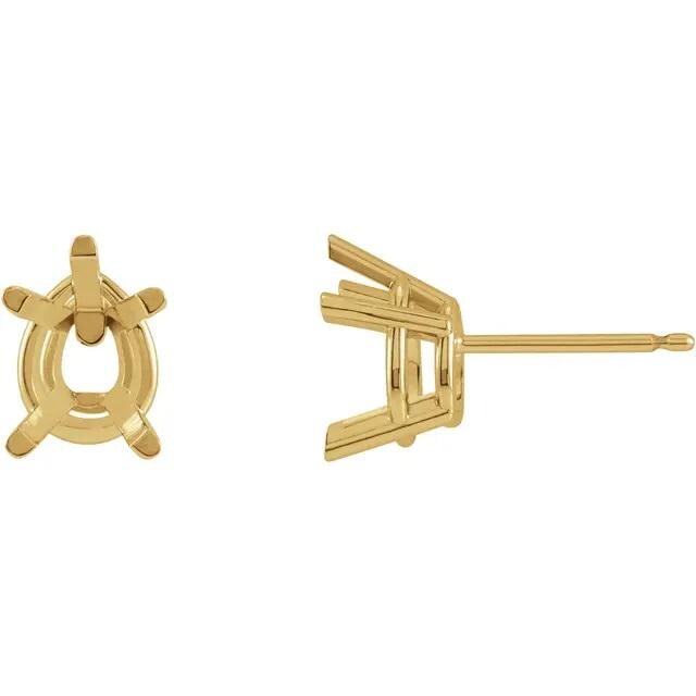 Pear 5-Prong Earring Mountings in Sterling Silver or 14k Gold, choose your size