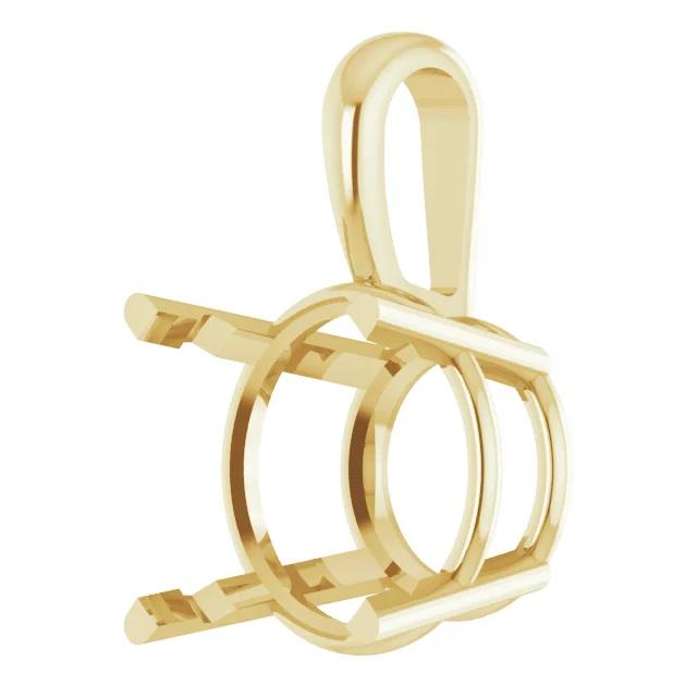 Round 4-Prong Pre-Notched Pendant Mounting, in Sterling Silver or 14k Gold, choose your setting size