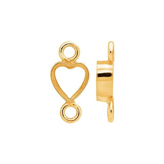 14/20 Yellow Gold-Filled Heart Bezel Link Component Mounting in 3mm or 4mm