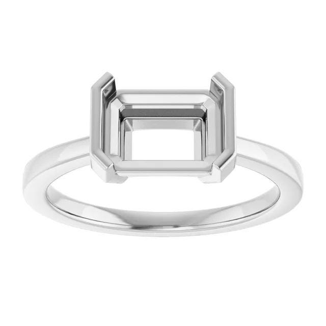 Emerald Solitaire Ring Mounting, East-West Setting, Engagement ring in Karat Gold