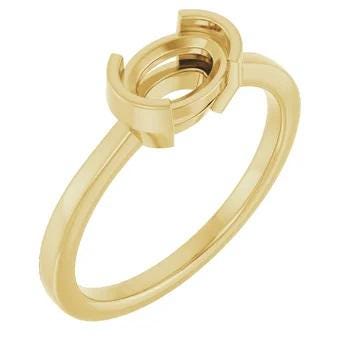 Emerald Solitaire Ring Mounting, East-West Setting, Engagement ring in Karat Gold