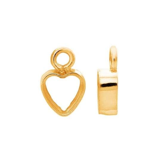 14/20 Yellow Gold-Filled Heart Bezel Charm Mounting in 3mm and 4mm