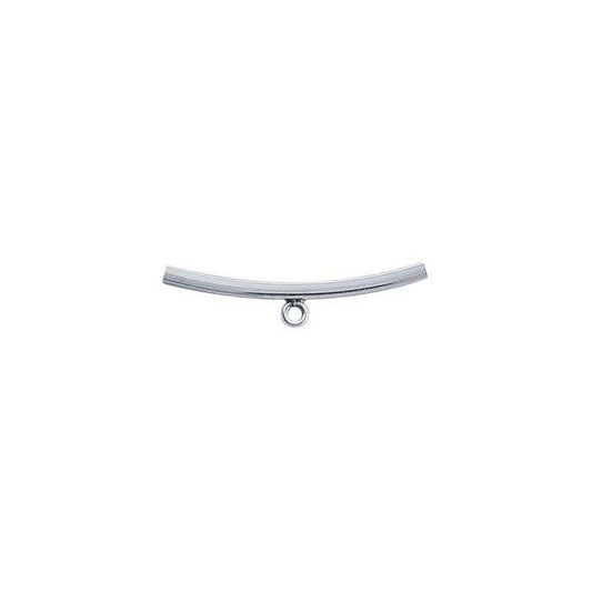 Sterling Silver 25.7 x 1.8mm Curved Square Tube Bead with Ring