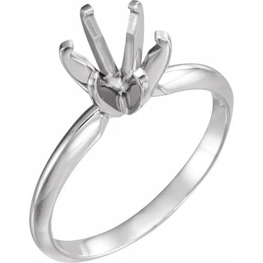 Solid Gold 6-Prong Solitaire Ring Mounting: 10k/14k Round Setting