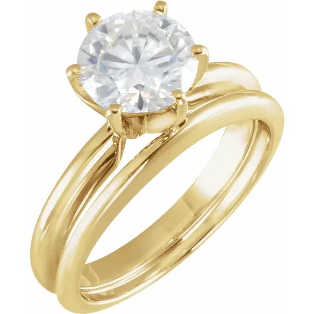 Solid Gold 6-Prong Solitaire Ring Mounting: 10k/14k Round Setting