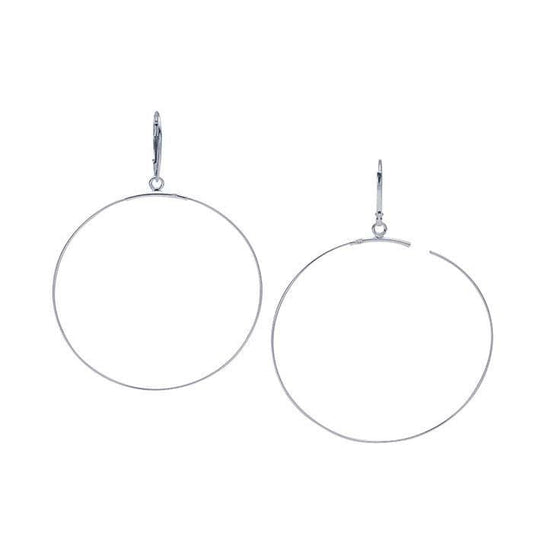 Sterling Silver Lever-Back Ear Wire with Beading Hoop, 50mm diameter