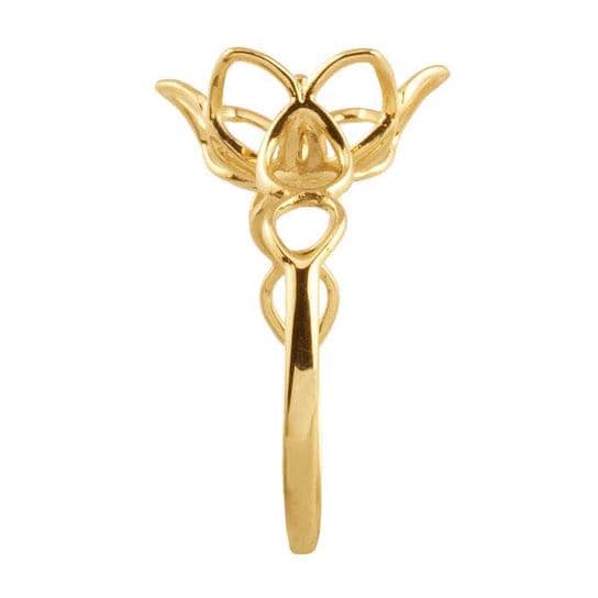 14K Yellow Gold Flower Pearl Ring Mounting