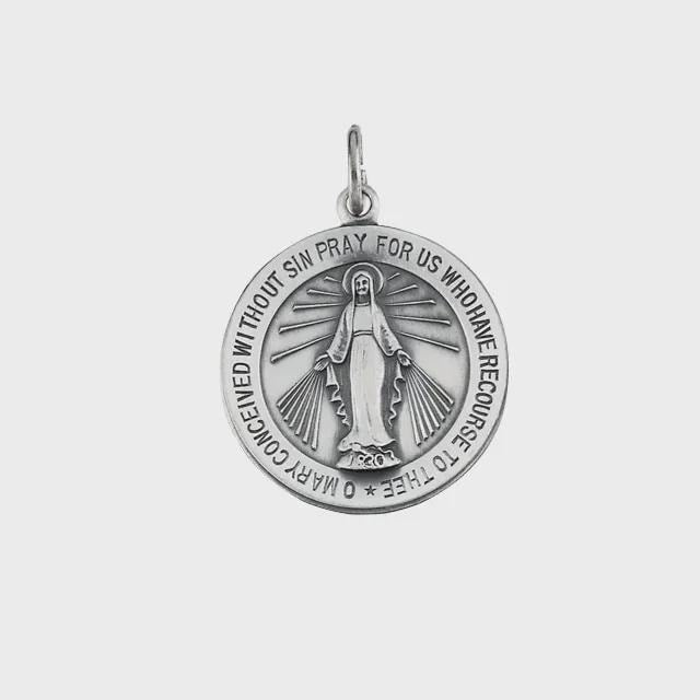 Miraculous Medal in Sterling Silver or 14k Gold, 3 sizes available