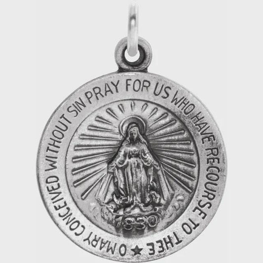 Miraculous Medal in Sterling Silver or 14k Gold, 3 sizes available