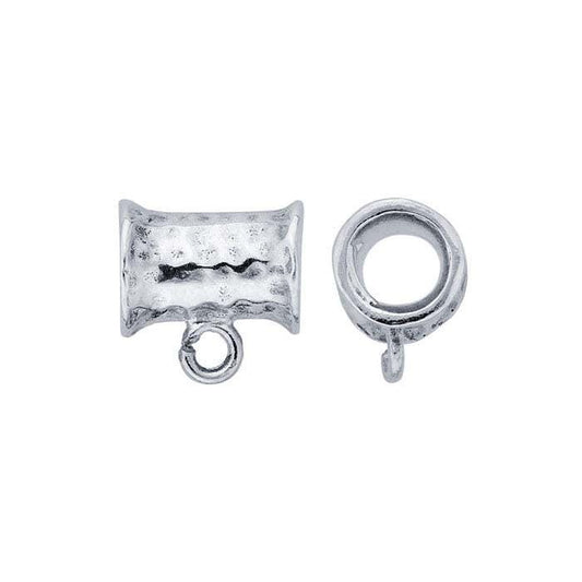 Sterling Silver Hammered Tube Bail with Perpendicular Ring, 8.5 x 8mm