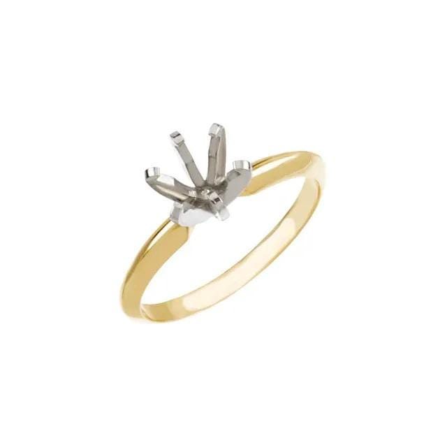 Solid Gold 6-Prong Solitaire Ring Mounting: 10k/14k Round Setting