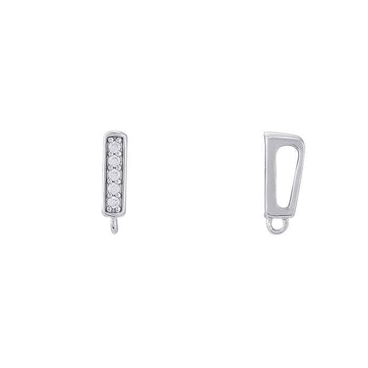 Sterling Silver or Gold Plated CZ-Set Bail with Ring, 9.5 x 2.4mm