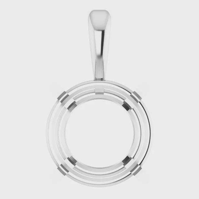 4-Prong Pre-Notched Basket Pendant Mounting in Sterling Silver or 14k Gold