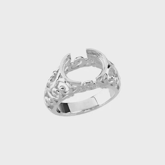 Sterling Silver 12x10 mm Oval Ring Mounting,