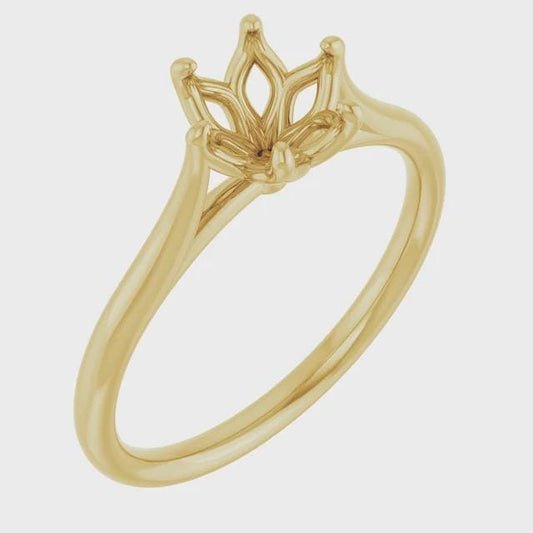 6.5 mm Round Engagement Ring Mounting in 10k or 14k Gold