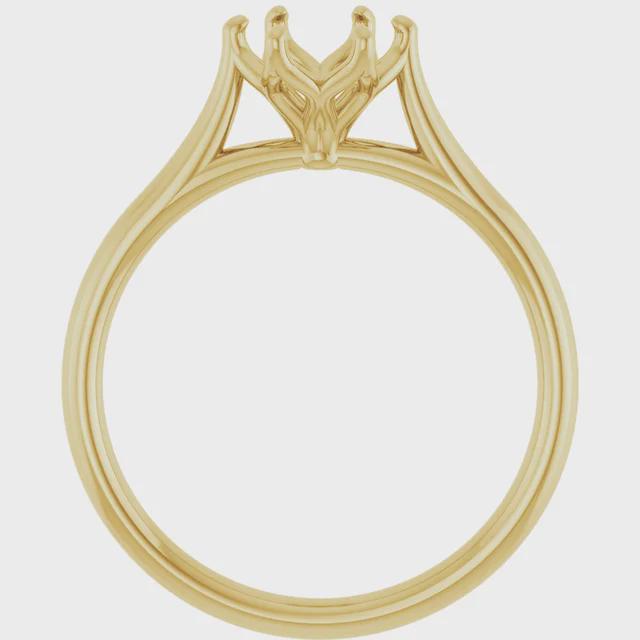 6.5 mm Round Engagement Ring Mounting in 10k or 14k Gold