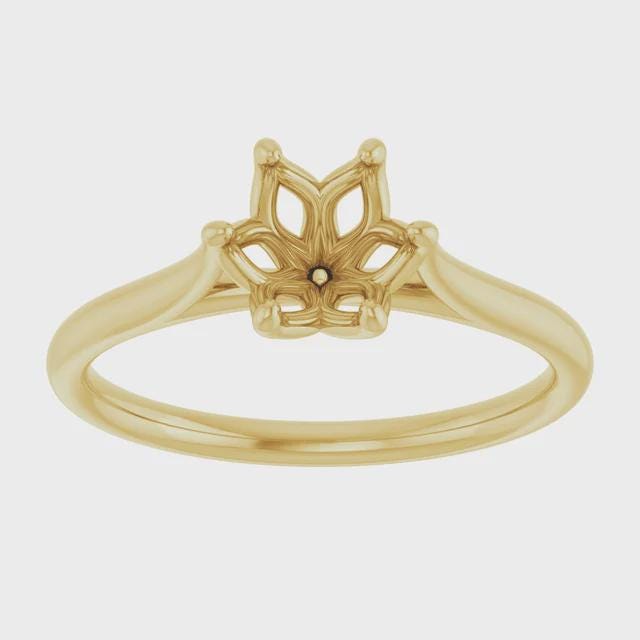6.5 mm Round Engagement Ring Mounting in 10k or 14k Gold