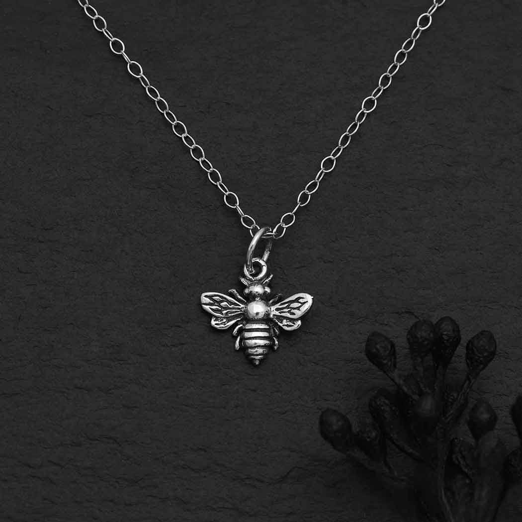 Sterling Silver Bee Necklace, 18 inch