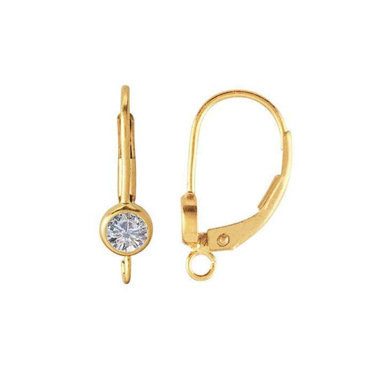 14/20 Yellow Gold-Filled CZ-Set Lever-Back Ear Wire with Open Ring, also availabe in Sterling Silver