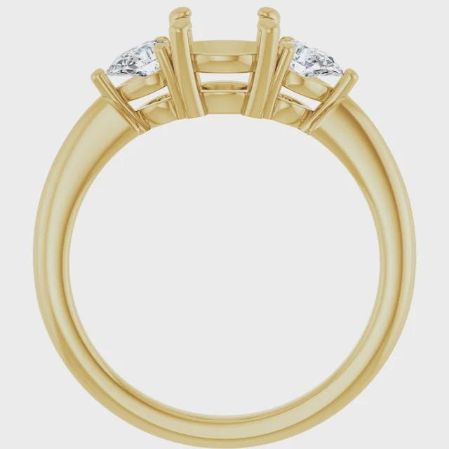 Engagement Ring, Semi Mount in 14k Gold, choose round, oval, or marquise setting