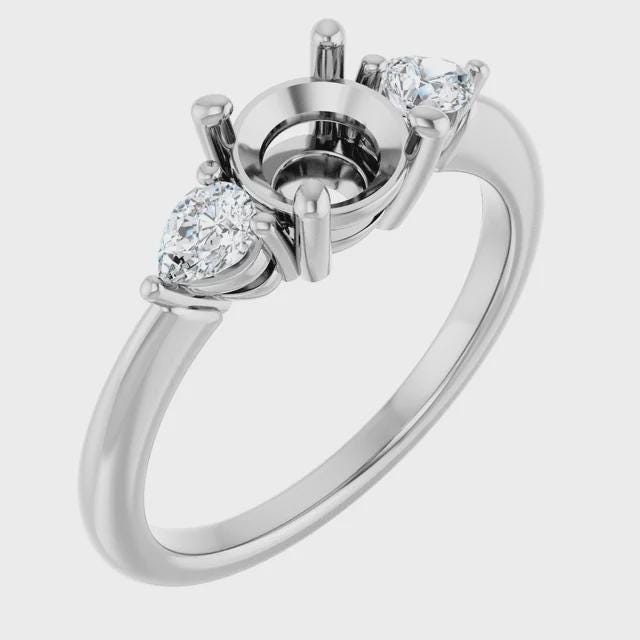 Engagement Ring, Semi Mount in 14k Gold, choose round, oval, or marquise setting
