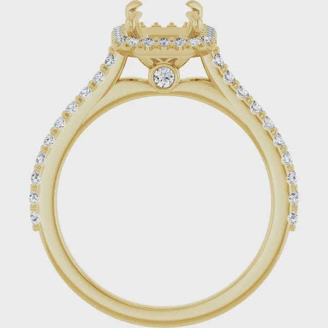 14K White 8x6 mm Emerald 3/8 CTW Diamond Semi-Set Engagement Ring