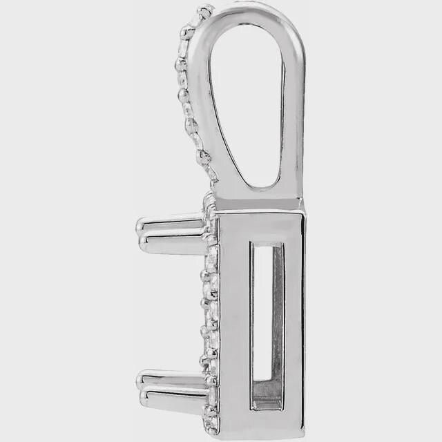 14k Gold Diamond Halo Pendant - 6mm Square Semi-Set