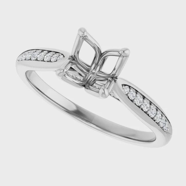 14K White 6.5 mm Round 1/8 CTW Natural Diamond Semi-Set Engagement Ring