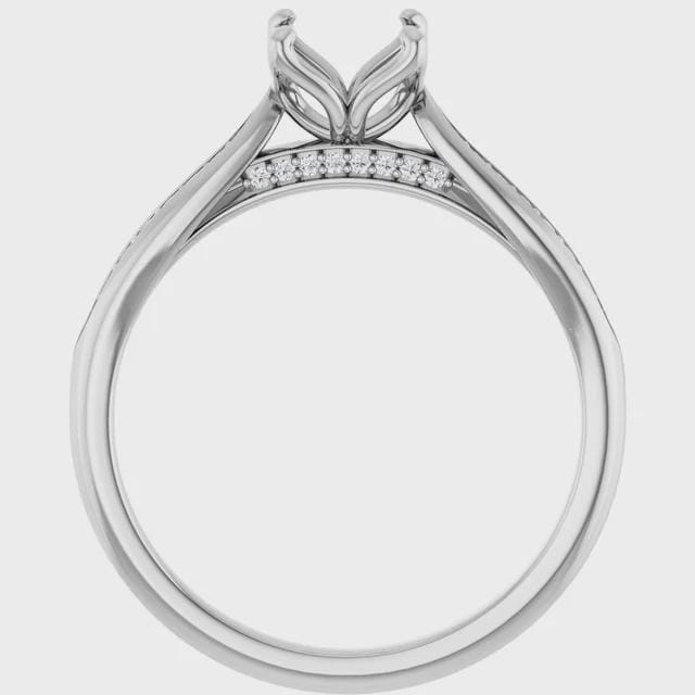 14K White 6.5 mm Round 1/8 CTW Natural Diamond Semi-Set Engagement Ring