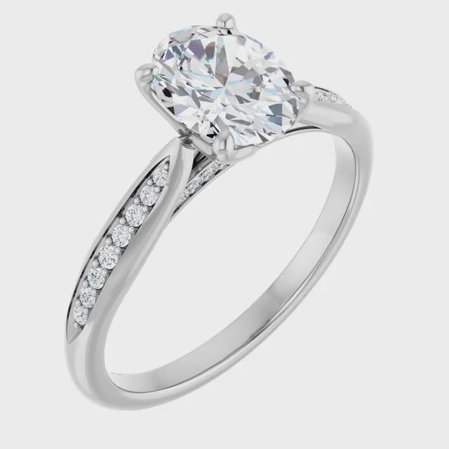 14K White 6.5 mm Round 1/8 CTW Natural Diamond Semi-Set Engagement Ring