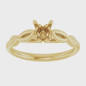 14K Gold Solitaire Engagement Ring Mounting - Round Stone Setting