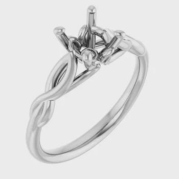14K Gold Solitaire Engagement Ring Mounting - Round Stone Setting