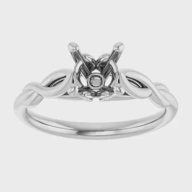 14K Gold Solitaire Engagement Ring Mounting - Round Stone Setting