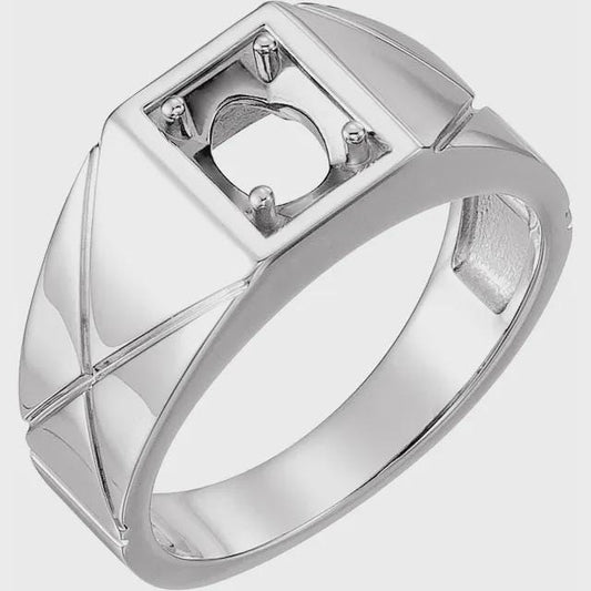 Sterling Silver 8x6 mm Oval Ring Mounting, Men's Ring