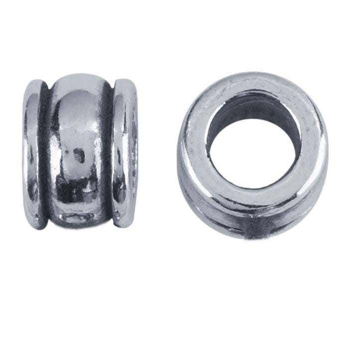 Sterling Silver 6 x 8mm Double-Channel Slide Bead, sold 1pcs.