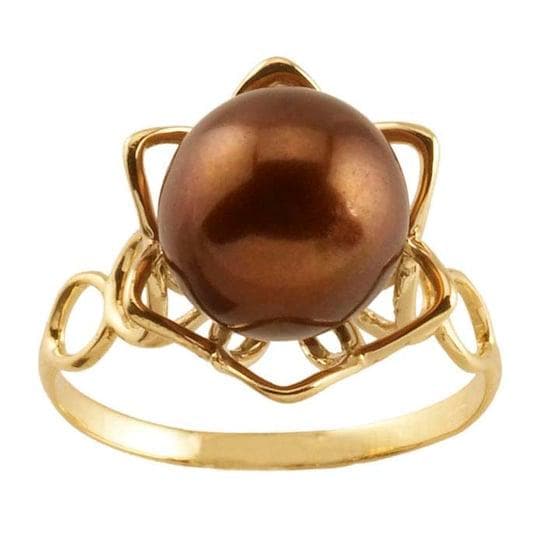 14K Yellow Gold Flower Pearl Ring Mounting