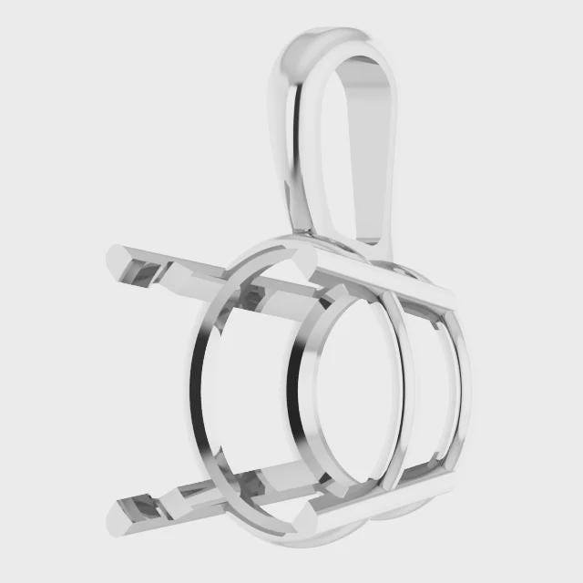 4-Prong Pre-Notched Basket Pendant Mounting in Sterling Silver or 14k Gold