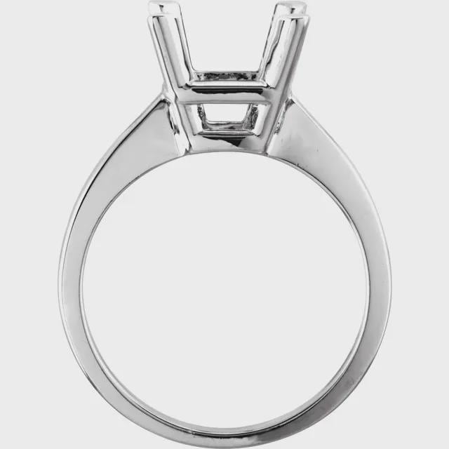 10K Gold  Square Solitaire Ring Mounting, Princess Cut Solitaire Ring Mounting, Yellow or White Gold