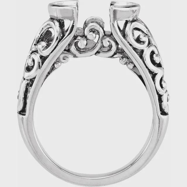 Sterling Silver 12x10 mm Oval Ring Mounting,