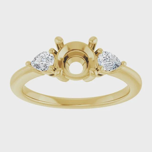Engagement Ring, Semi Mount in 14k Gold, choose round, oval, or marquise setting