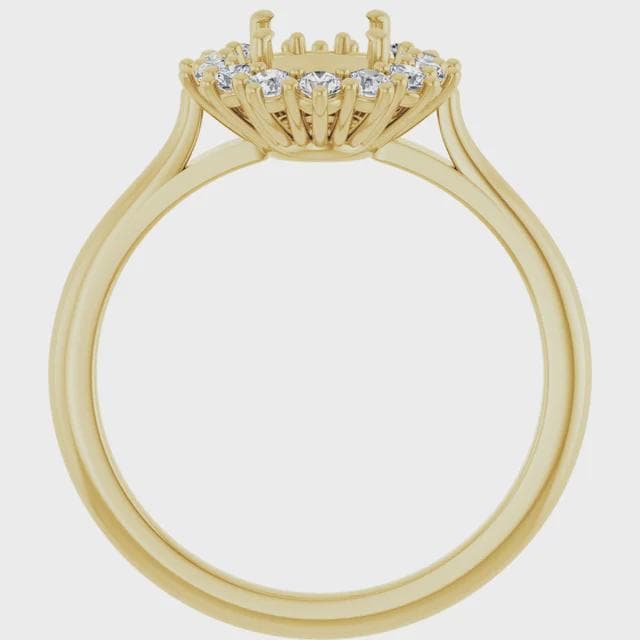 3/8 CTW Natural Diamond  Oval Semi-Set Ring, available in 14k Yellow or White Gold