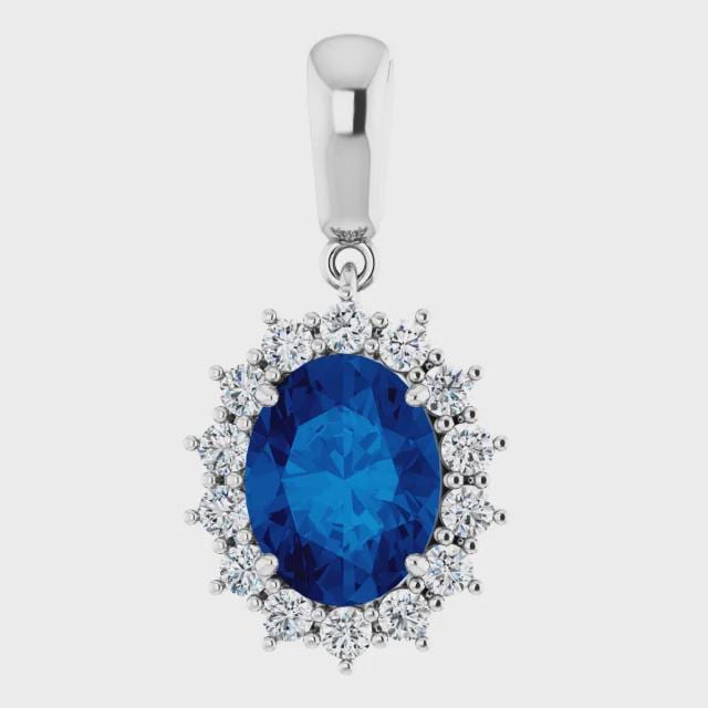 14k Yellow or White Gold 9x7 mm Oval 3/8 CTW Natural Diamond Semi-Set Pendant