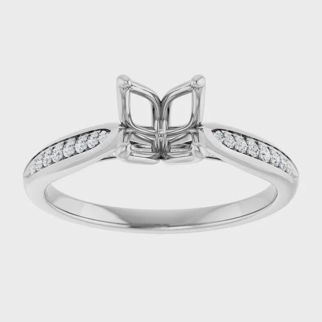 14K White 6.5 mm Round 1/8 CTW Natural Diamond Semi-Set Engagement Ring