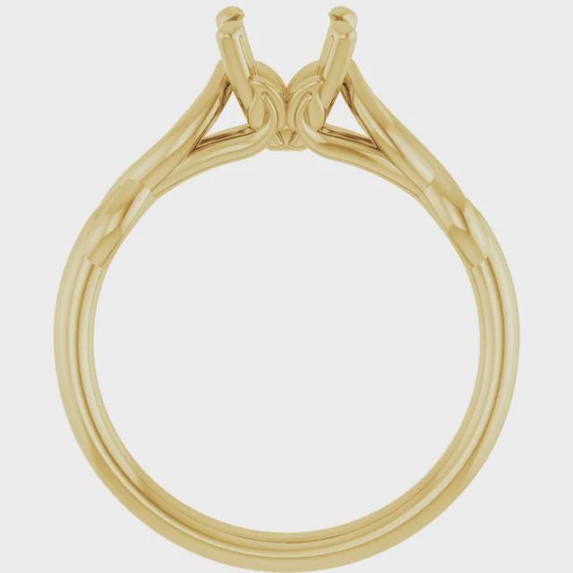 14K Gold Solitaire Engagement Ring Mounting - Round Stone Setting