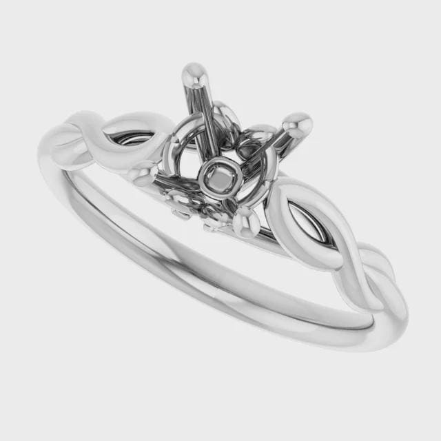 14K Gold Solitaire Engagement Ring Mounting - Round Stone Setting