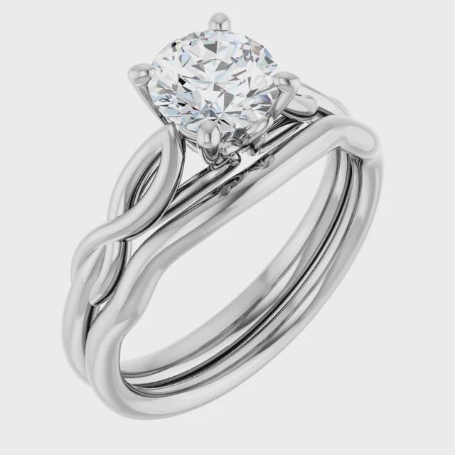14K Gold Solitaire Engagement Ring Mounting - Round Stone Setting